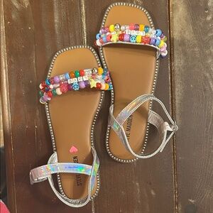 Steve Madden Kids Colorful Beaded Sandals - Silver and Brown